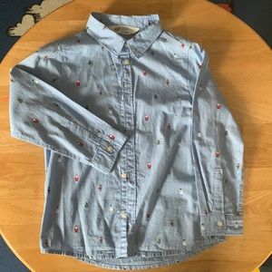 Button down Christmas shirt.